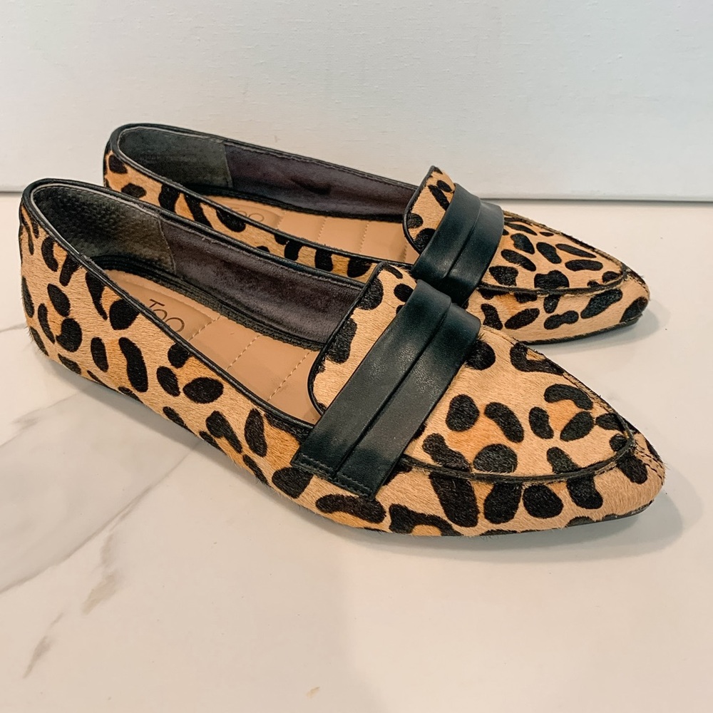 Me Too Adam Tucker Alissa Animal Cheetah Leopard Print Leather Loafer Flats 6